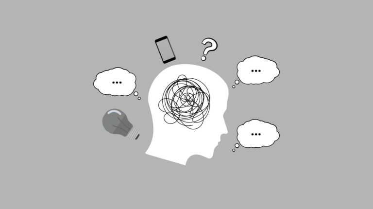 illustration of overthinking and mental clutter