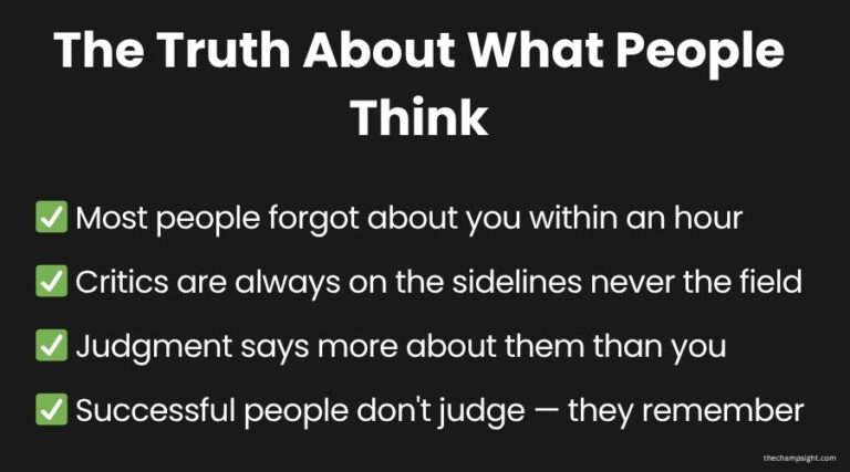 How to Stop Caring What People Think When Starting a Business Infographic showing the truth about what people actually think when you start a business