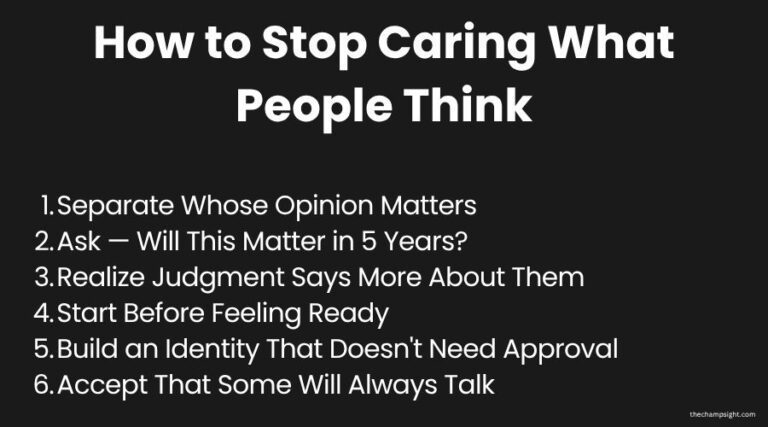 How to Stop Caring What People Think When Starting a Business Infographic showing 6 ways to stop caring what people think when starting a business