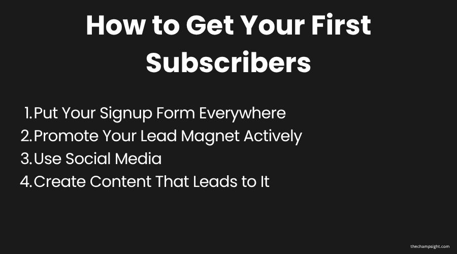Infographic showing 4 ways to get your first email subscribers from zero