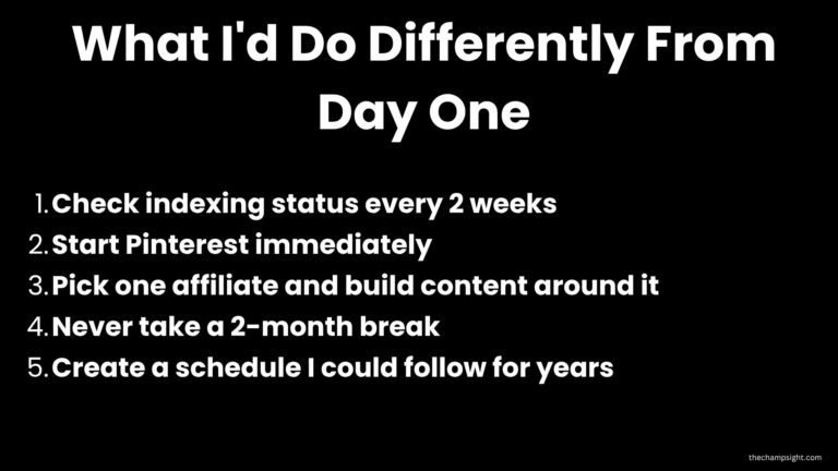 Infographic showing 5 things to do differently when starting a blog to make money faster